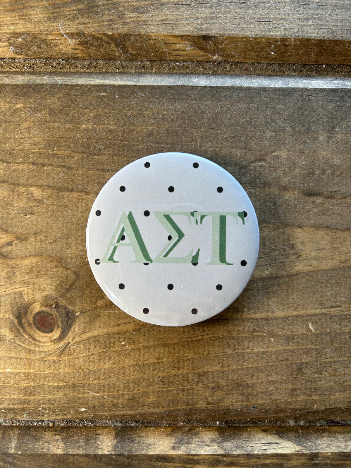Alpha Sigma Tau Button- Polka Dot