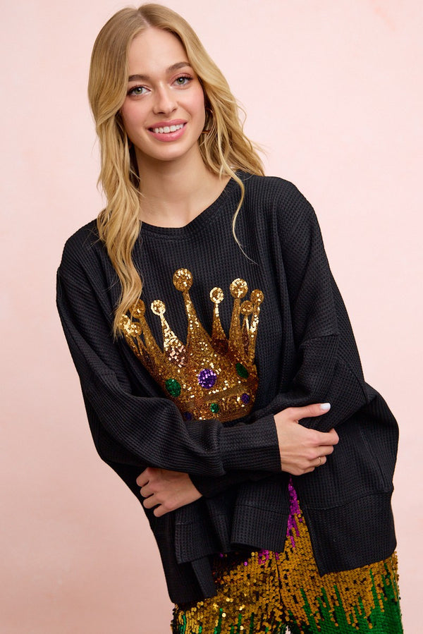 Crown Sequin Crewneck