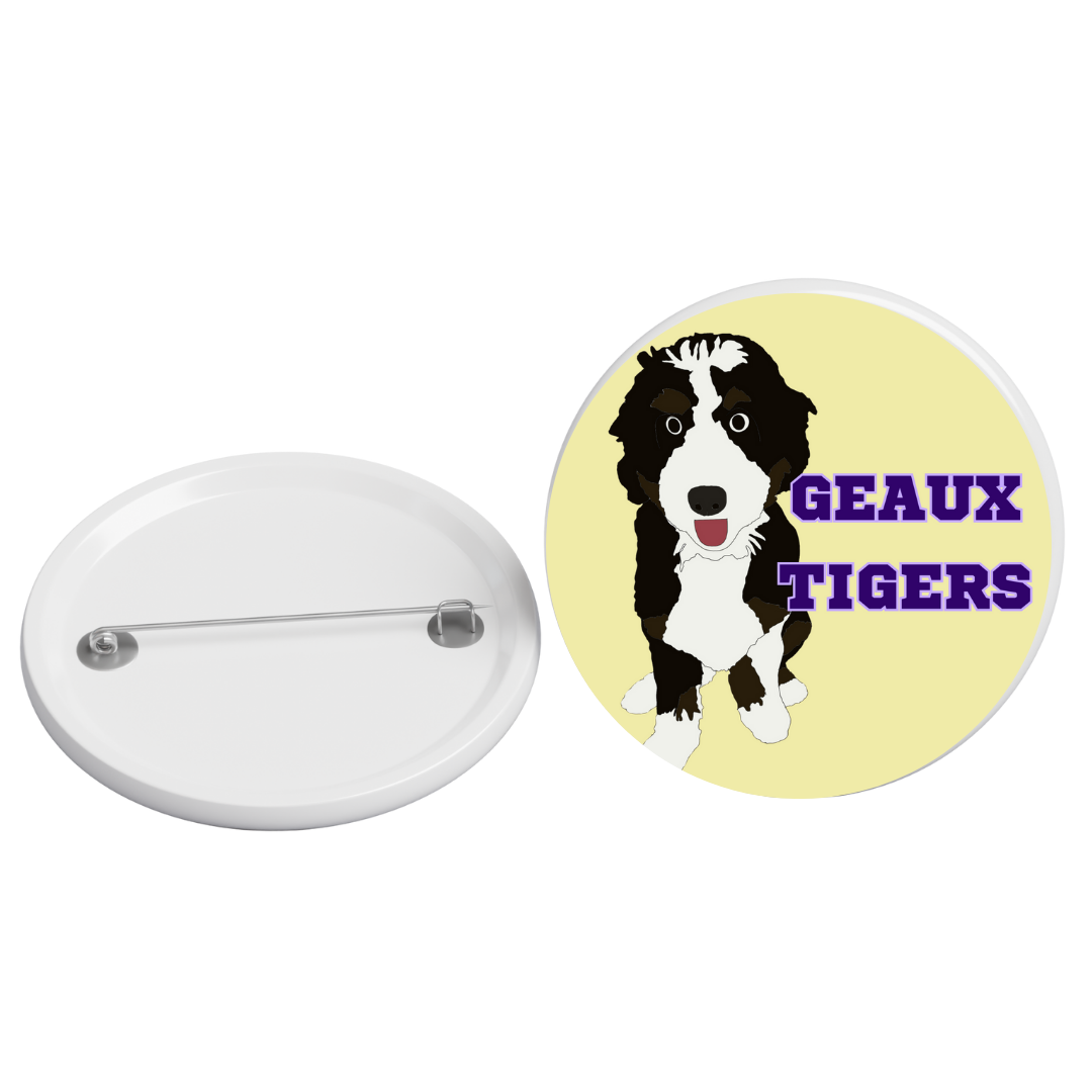Geaux Tigers Ace Button- Yellow