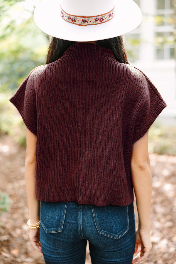 Maroon Ribbed Knit Sweater