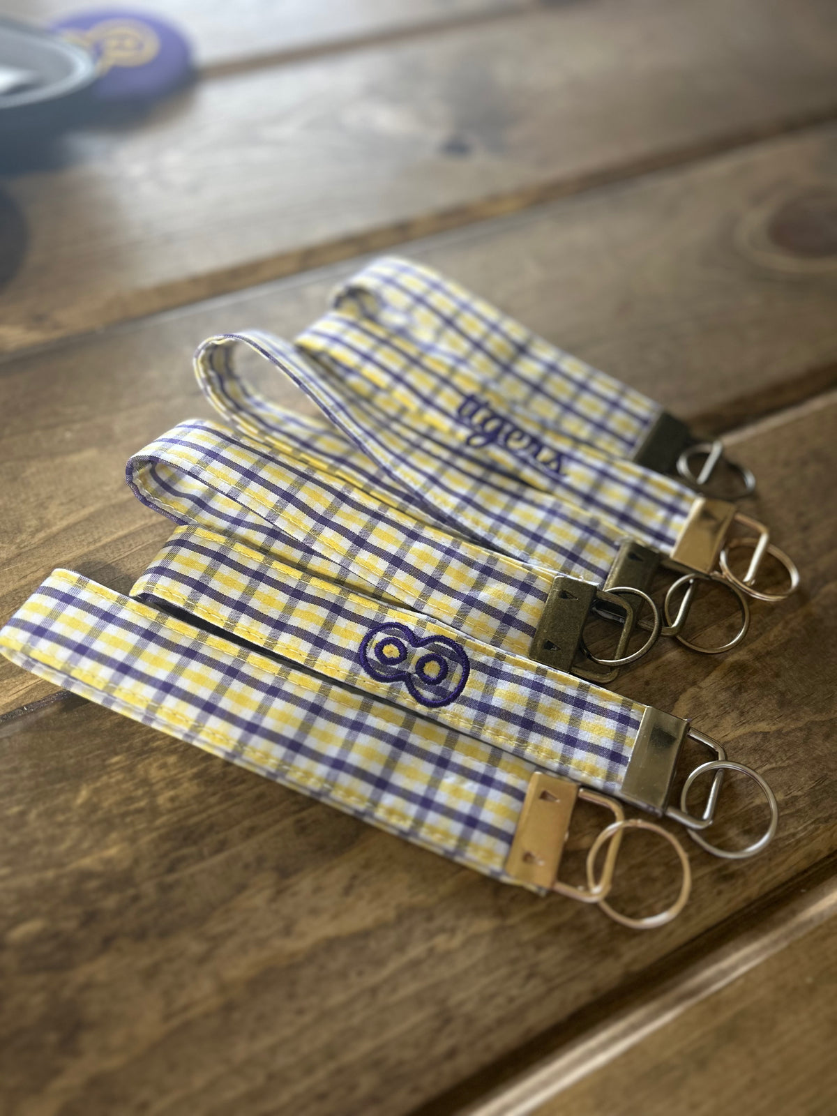 Plaid Purple & Gold Key Chain