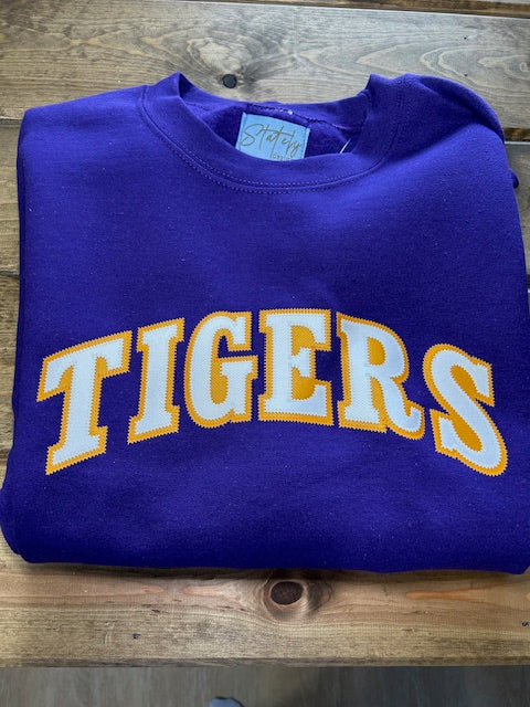 TIGERS Twill Crewneck- Purple