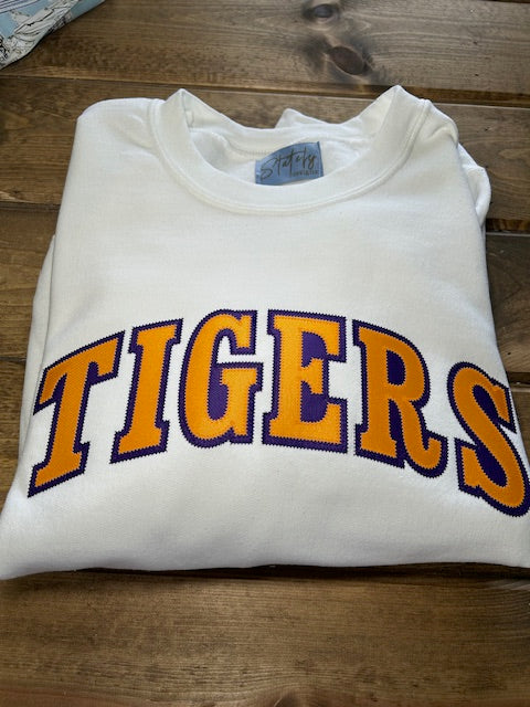 TIGERS Twill Crewneck- White