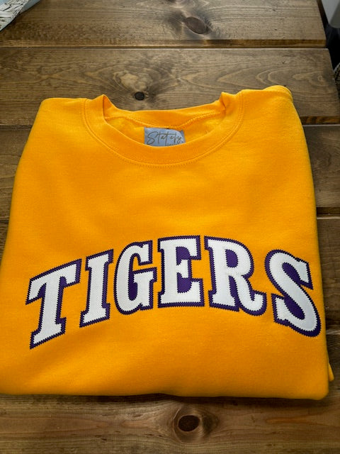 TIGERS Twill Crewneck- Gold