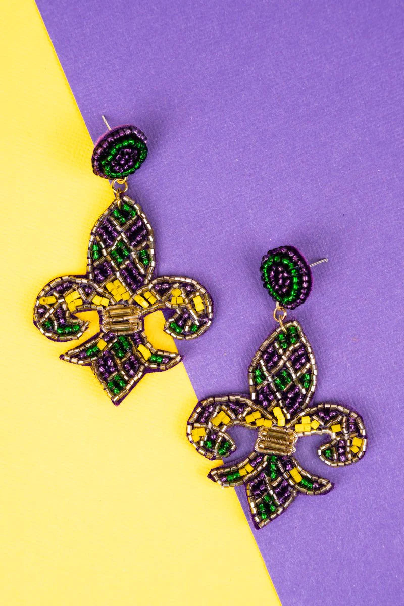 Mardi Gras Fleur De Lis Earrings