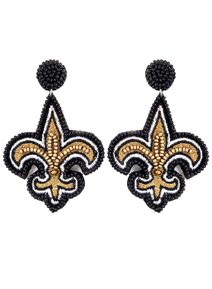 Fleur De Lis Beaded Earrings